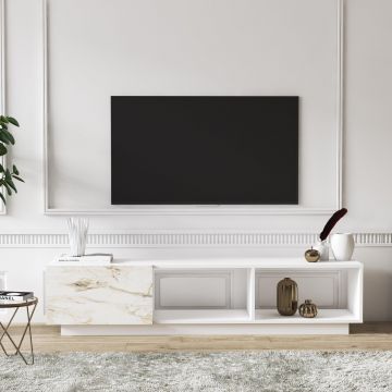 Comoda TV Lepando, Alb, 180x42x37 cm