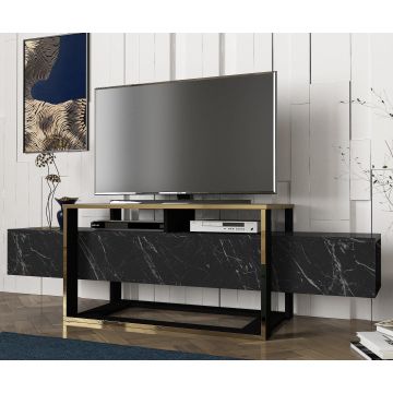 COMODA TV Platinum, Negru, 160 x 50 x 46 cm