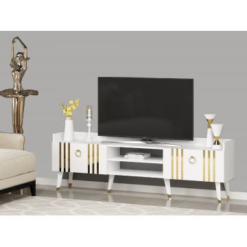 Comoda Tv Omer cu 2 Usi si 2 Rafturi, 184 X 30 X 58 Cm