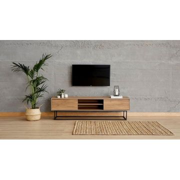 Comoda Tv Sabit Metal - Lemn, Nuc, 180 x 50 x 40 cm
