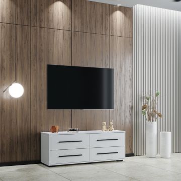 Comoda TV Siena, 4 Sertare, Alb, 120 x 35 x 45 cm Comoda TV Siena, 4 Sertare, Alb, 120 x 35 x 45 cm