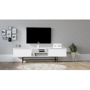 Comoda Tv Tauber - White, Alb, 180 x 50 x 40 cm