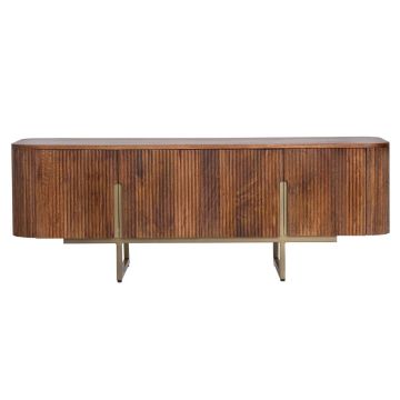 Comoda TV Vilas, Bizzotto, 140x42x50 cm, otel/lemn de mango