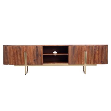 Comoda TV Vilas, Bizzotto, 180x40x45 cm, otel/lemn de mango