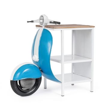 Consola Vespa, Bizzotto, 104 x 94 x 65 cm, lemn de mango/otel, handmade, albastru