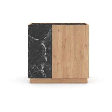 Dulap negru/natural cu aspect de lemn de stejar 80x79 cm Dione – Marckeric