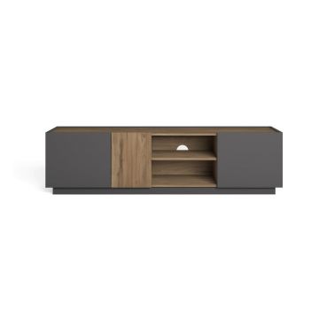 Comodă TV gri/natural cu aspect de lemn de stejar 180x48 cm Udine – Marckeric