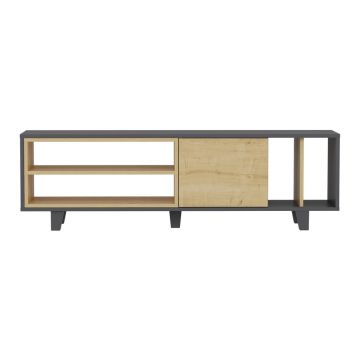 Comodă TV gri/naturală din stejar 160x49 cm Rosmar - Kalune Design