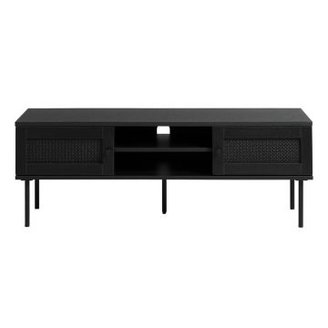 Masă TV neagră cu aspect de lemn de stejar 120x43 cm Pensacola – Unique Furniture