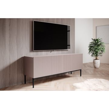 Comoda TV din pal, MDF si metal, cu 1 sertar si 2 usi, Nicole RTV 150-2K1SZ Negru, l150xA45xH53 cm