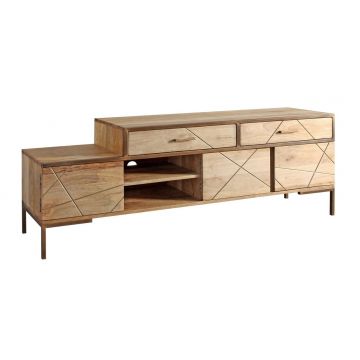 Comoda TV Jaidev, Bizzotto, 175x40x62 cm, otel/lemn de mango