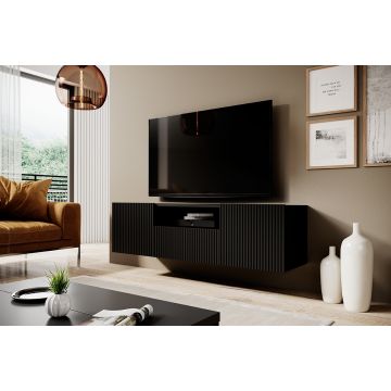 Comoda TV suspendata din pal si MDF, cu 1 sertar si 2 usi, Nicole RTV 150-2D1SZ, l150xA45xH40 cm