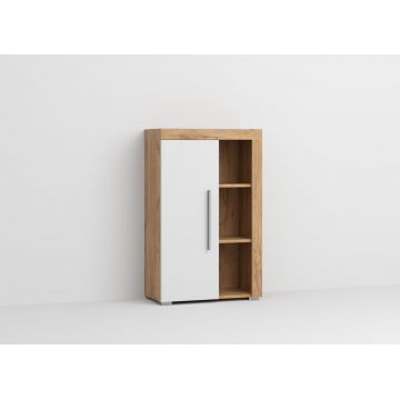 Comoda inalta Alb cu Stejar Auriu - Living Crispy