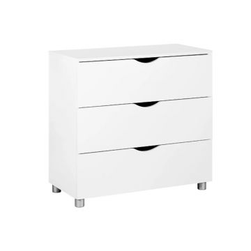 Comoda pentru dormitor Arya, 3 sertare glisante, alb mat, 39 x 81 cm