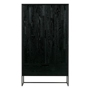 Dulap negru din lemn de frasin 85x149 cm Silas – WOOOD