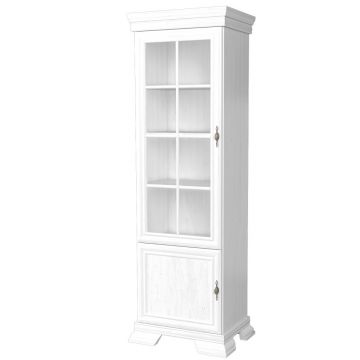 Vitrina living VMW1, 2 usi, 4 polite, Alb Antichizat
