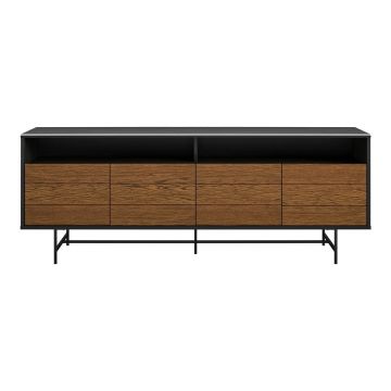 Masă TV neagră cu aspect de stejar 157x58 cm Reznor - Støraa Masă TV neagră cu aspect de stejar 157x58 cm Reznor - Støraa