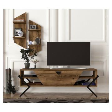 Ansamblu TV Prego, 140x34.8x49.2 cm, Nuc Inchis