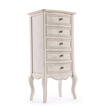 Comoda Clarisse, Bizzotto, 48 x 35 x 100 cm, lemn de paulownia/MDF