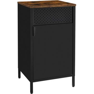 Comoda cu 1 usa Industrial, Songmics, 42.5 x 40 x 76 cm, PAL/otel, negru