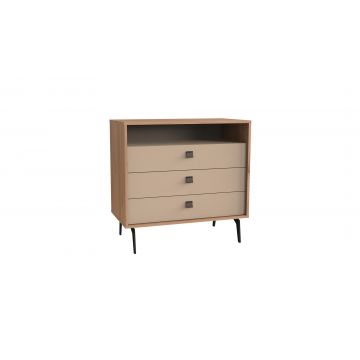 Comoda din pal, cu 3 sertare Mayer Dafne Natural, l90,6xA47,7xH87,9 cm