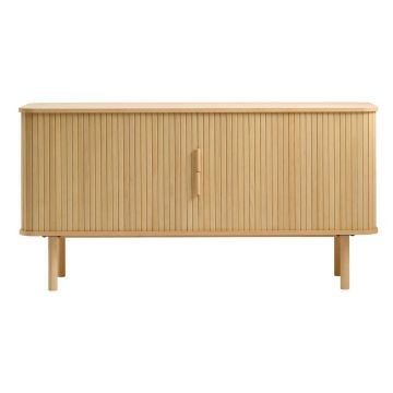 Comodă joasă cu aspect de lemn de stejar cu ușă glisantă 76x160 cm Cavo – Unique Furniture