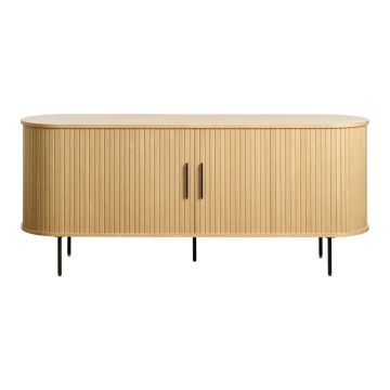 Comodă joasă cu aspect de lemn de stejar cu ușă glisantă 76x180 cm Nola – Unique Furniture