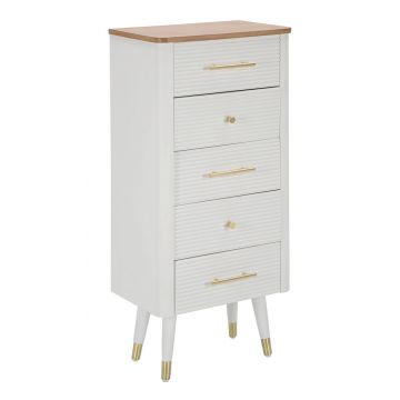 Comoda, Matera, Mauro Ferretti, 45 x 32 x 100 cm, lemn frasin/lemn pin/MDF/fier, alb/maro