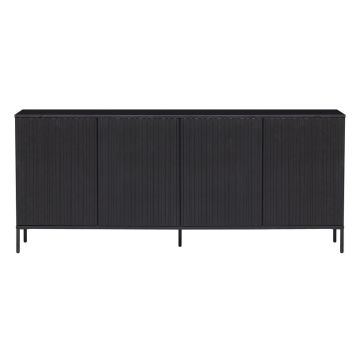 Comodă neagră joasă din lemn de pin 200x85 cm Gravure – WOOOD