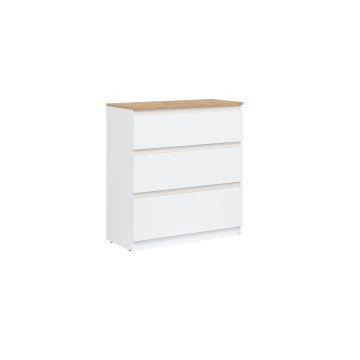 Comoda Remi RM02, 78x35x84 cm, Alb Mat/Stejar Evoke