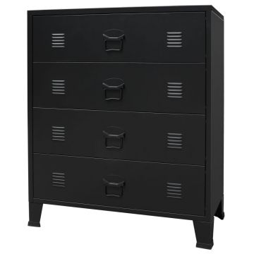 Comodă sertare metal stil industrial 78x40x93 cm negru