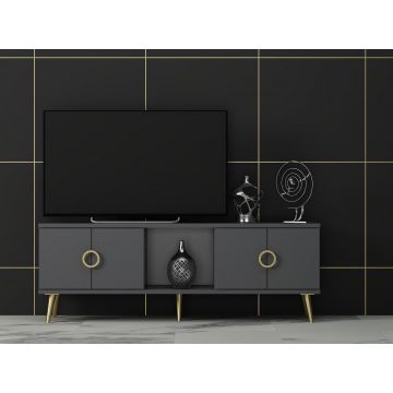 Comoda TV Cey - Anthracite, Gri, 45x30x150 cm