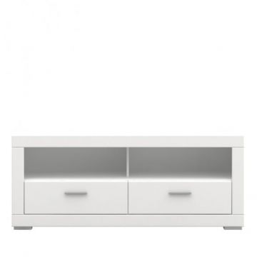 Comodă Tv Cu 2 Sertare Snow, Alb, 156 Cm