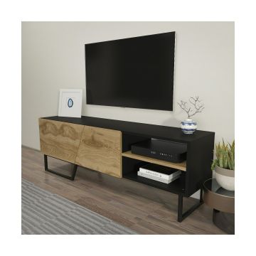 Comoda TV Denasse, 150x35x50.5 cm - Negru/Stejar