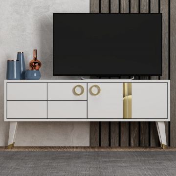 Comoda TV Eagle - White, Alb, 50x30x120 cm