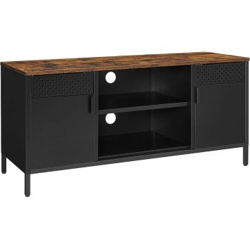 Comoda TV Industrial, Vasagle, 120 x 40 x 55 cm, PAL/otel, negru