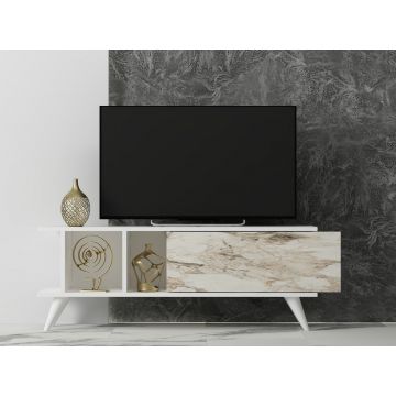 Comoda TV Liberty - White, Marble, Alb, 45x30x120 cm