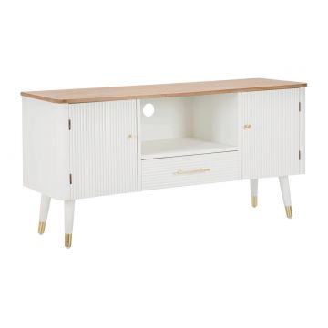 Comoda TV, Matera, Mauro Ferretti, 117 x 40 x 60 cm, lemn frasin/lemn pin/MDF/fier, alb/maro