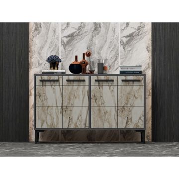 Comoda TV Stria - Anthracite, Marble, Gri, 75x30x120 cm