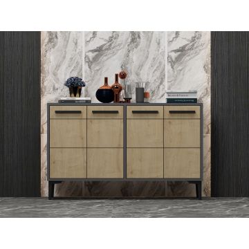 Comoda TV Stria - Anthracite, Sapphire Oak, Gri, 75x30x120 cm