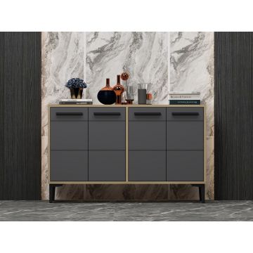 Comoda TV Stria - Sapphire Oak, Anthracite, Stejar, 75x30x120 cm