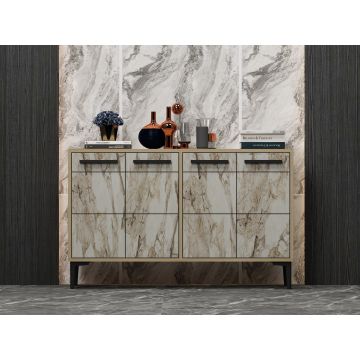 Comoda TV Stria - Sapphire Oak, Marble, Stejar, 75x30x120 cm