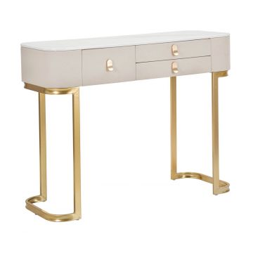 Consola, Beauty, Mauro Ferretti, 100 x 40 x 80 cm, lemn de pin/MDF/metal, crem/auriu