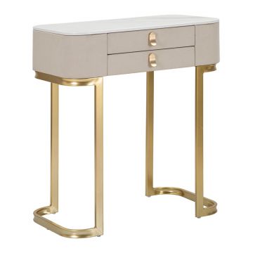 Consola, Beauty, Mauro Ferretti, 70 x 40 x 80 cm, lemn de pin/MDF/metal, crem/auriu