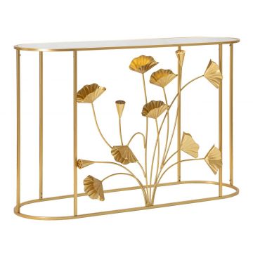 Consola, Flow, Mauro Ferretti, 120 x 40 x 80 cm, fier/MDF/oglinda, auriu