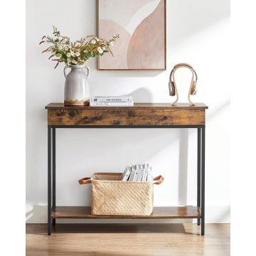 Consola Vincyer, Vasagle, 100 x 30 x 80 cm, PAL/otel, maro rustic