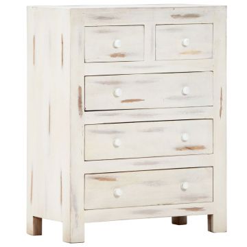 Dulap cu sertare alb 58 x 30 x 75 cm lemn masiv de acacia