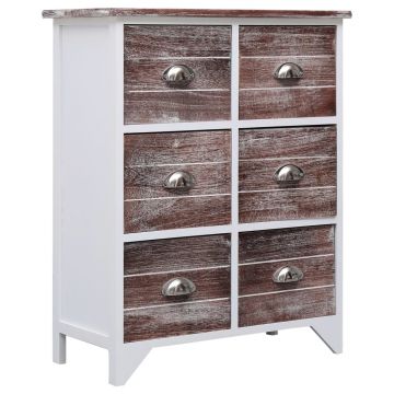 Dulap lateral 6 sertare maro 60x30x75 cm lemn paulownia