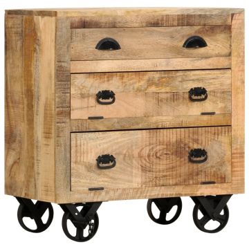 Dulap lateral cu roți 70 x 40 x 75 cm lemn masiv de mango