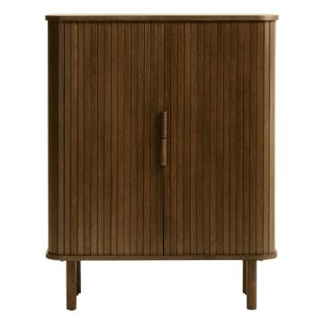 Dulap maro cu aspect de lemn de stejar cu ușă glisantă 113x90 cm Cavo – Unique Furniture